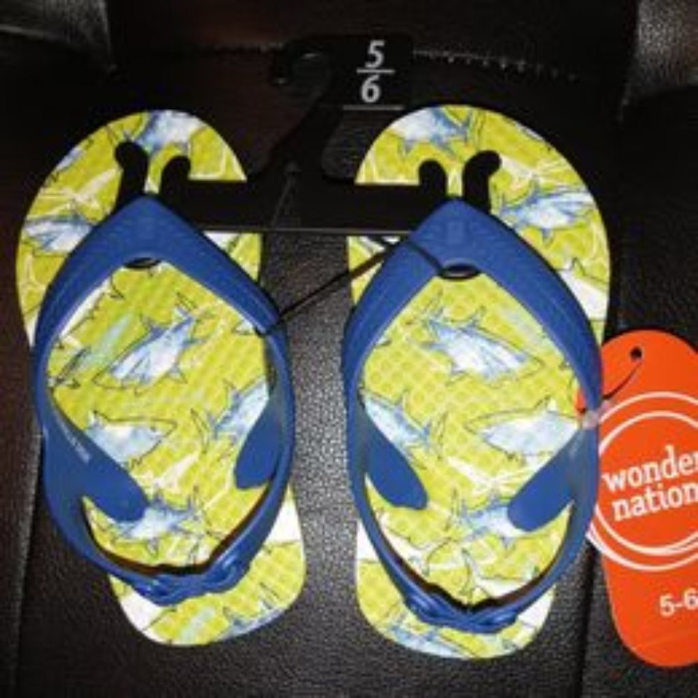 Wonder Nation baby toddler boy shark flipflop shoes size 5/6